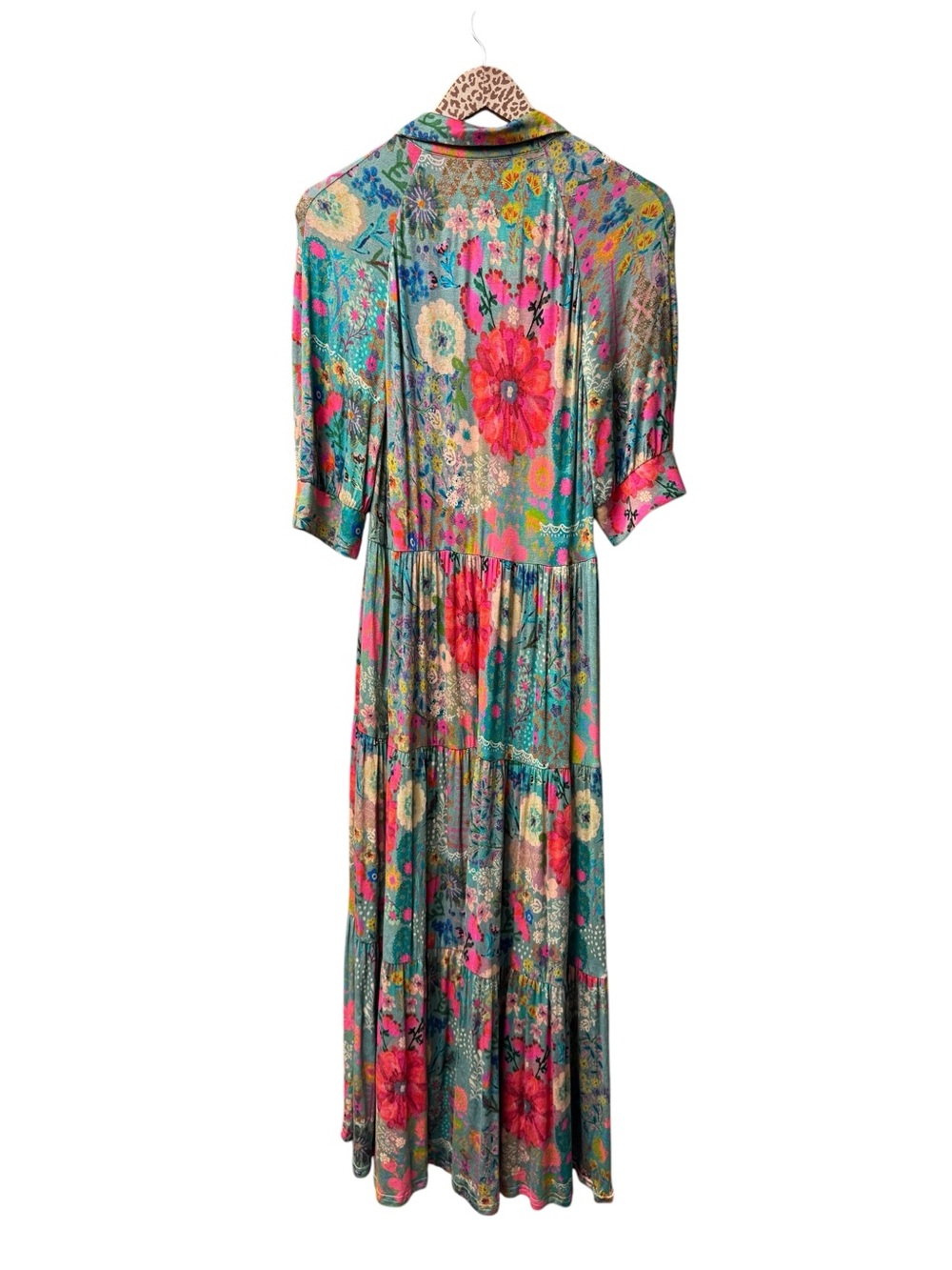 Natural Life Rebecca ButterSoft Midi Dress Blue Garden Patchwork Small NEW NWT - Picture 4 of 12